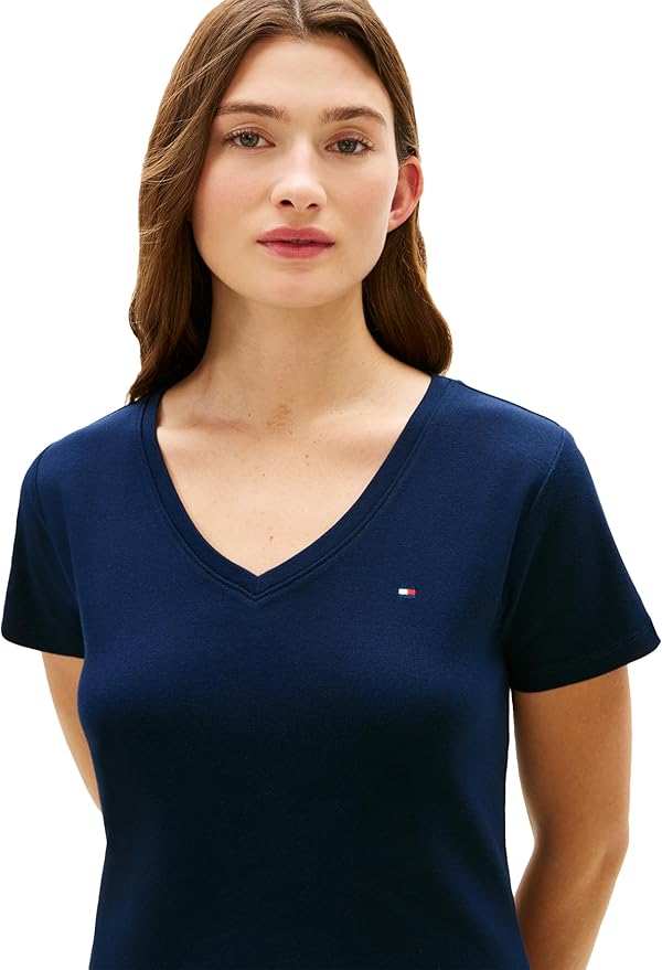 Платье-футболка Tommy Hilfiger Short Sleeve Cotton V-Neck, темно-синий — фото 2