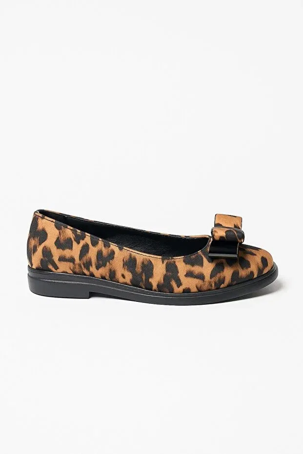 Детские балетки для девочек с принтом Leopard bow genuine leather orthopedic thermo non-slip sole girls' ballerina shoes Besteps, Brown