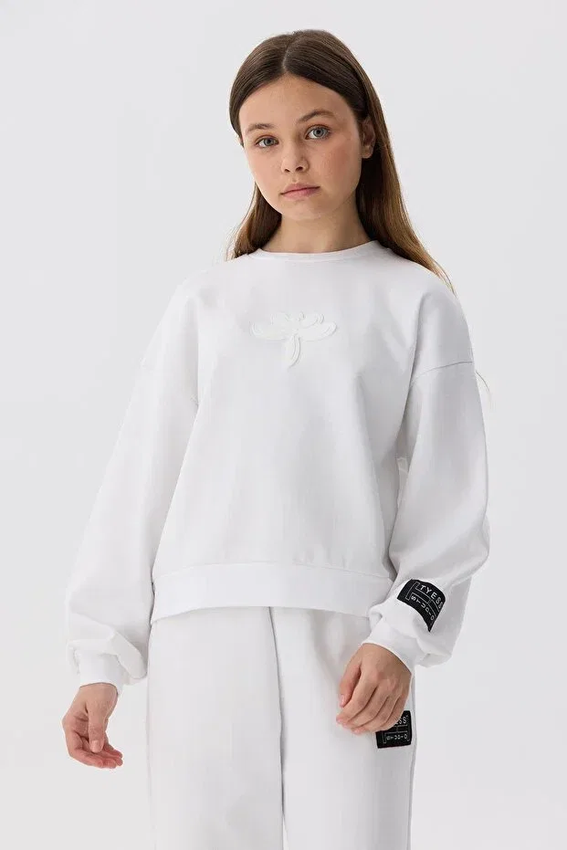 Детские свитшот для девочек хлопковый Tyess, White — фото 2