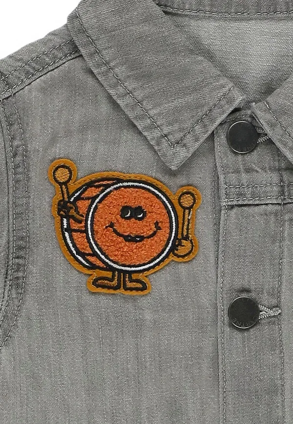 Джинсовая куртка с вышивкой denim jacket Stella Mccartney Kids, серый — фото 3