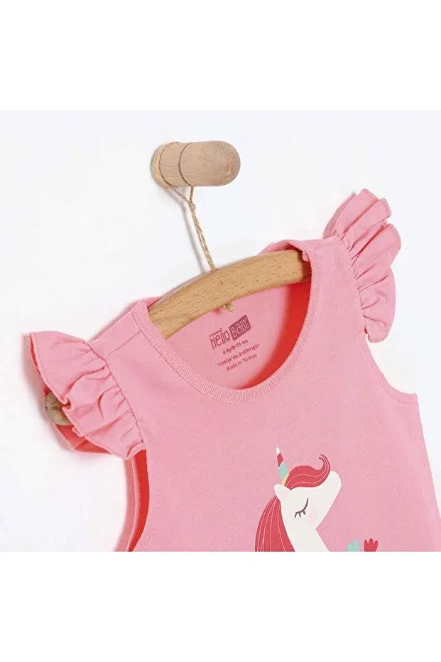 Детская футболка для девочек хлопковая Ebebek Hello Baby, Dark Pink — фото 3