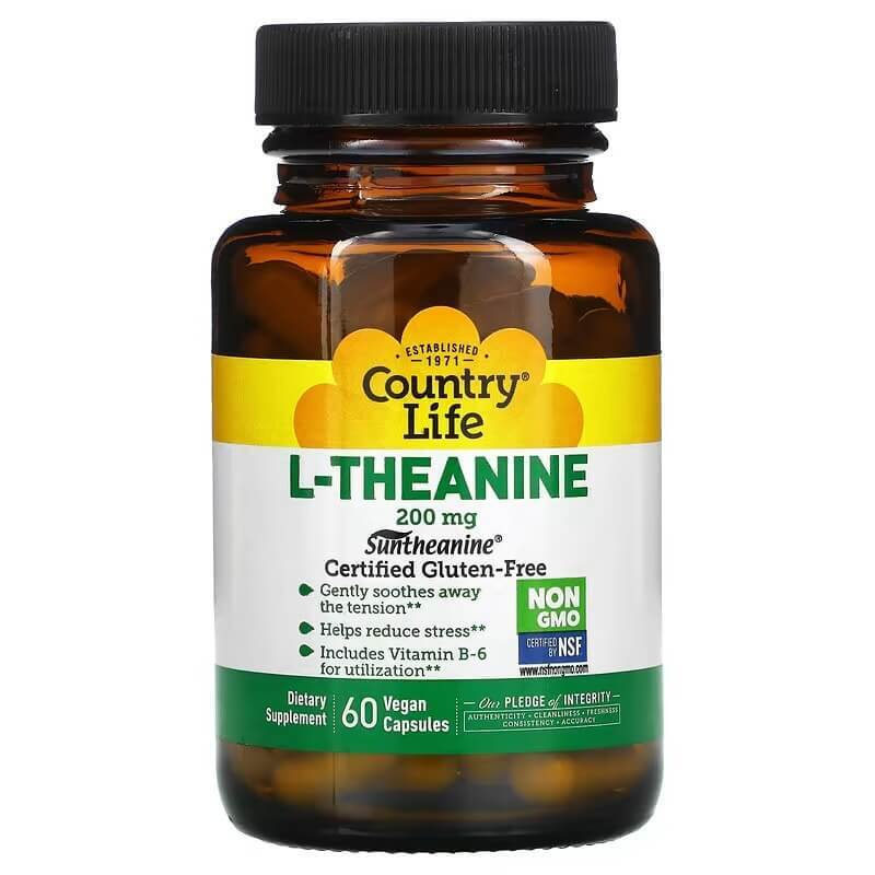 

L-теанин Country Life 00 мг, 60 капсул