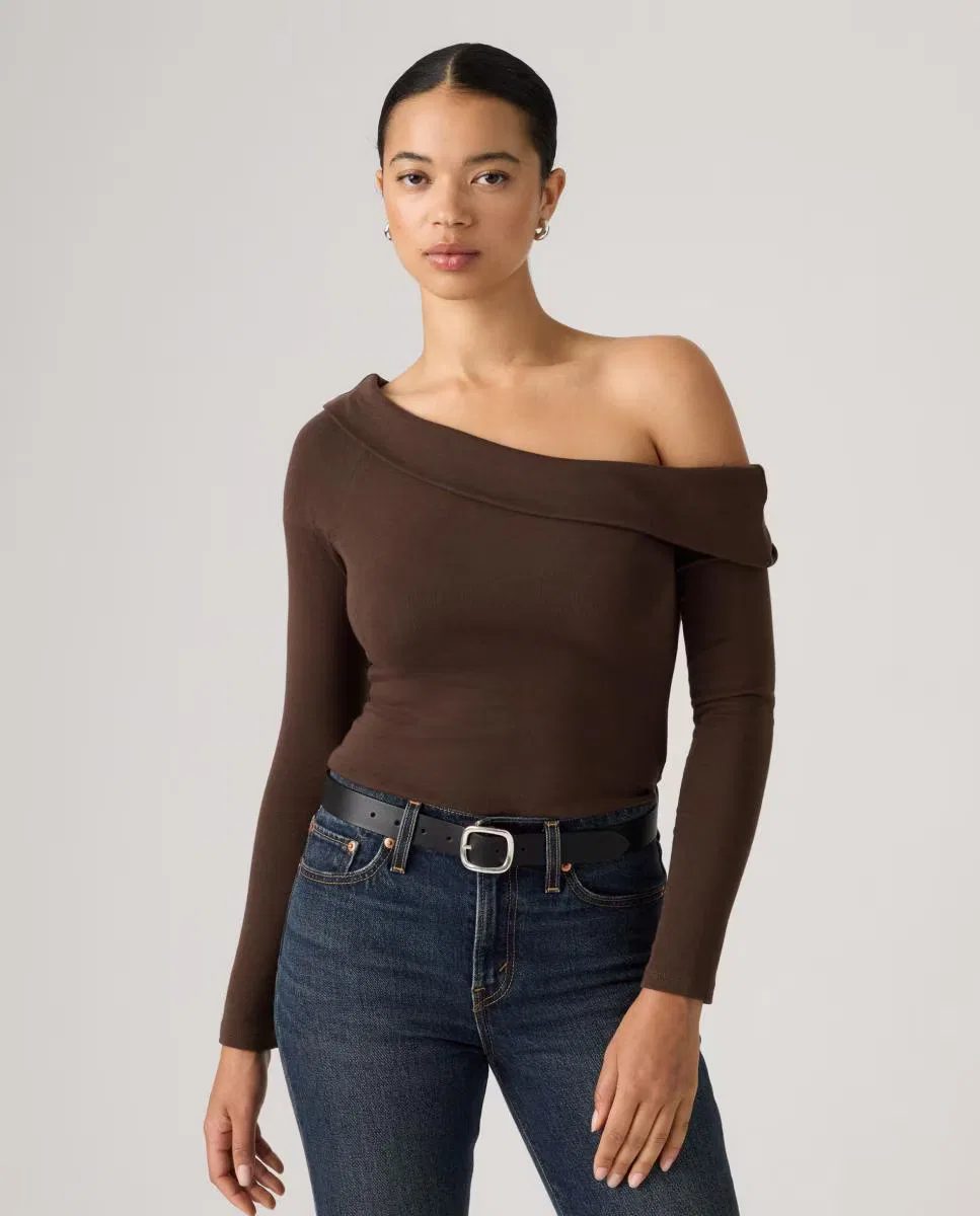 Женская футболка с длинным рукавом, Escote Asimétrico, Levi's, темно-коричневый — фото 4