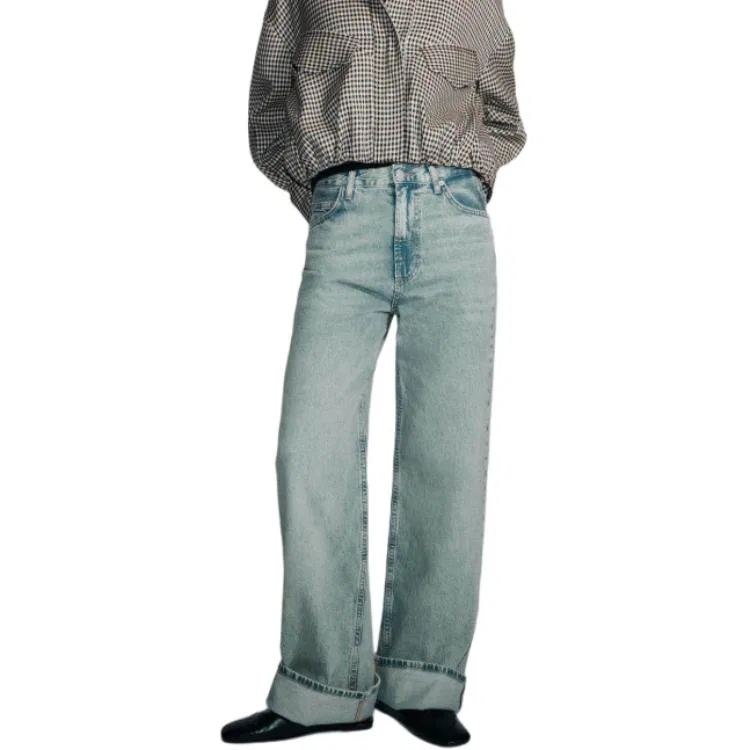 Женские джинсы свободного кроя Light Blue ZARA — фото 3