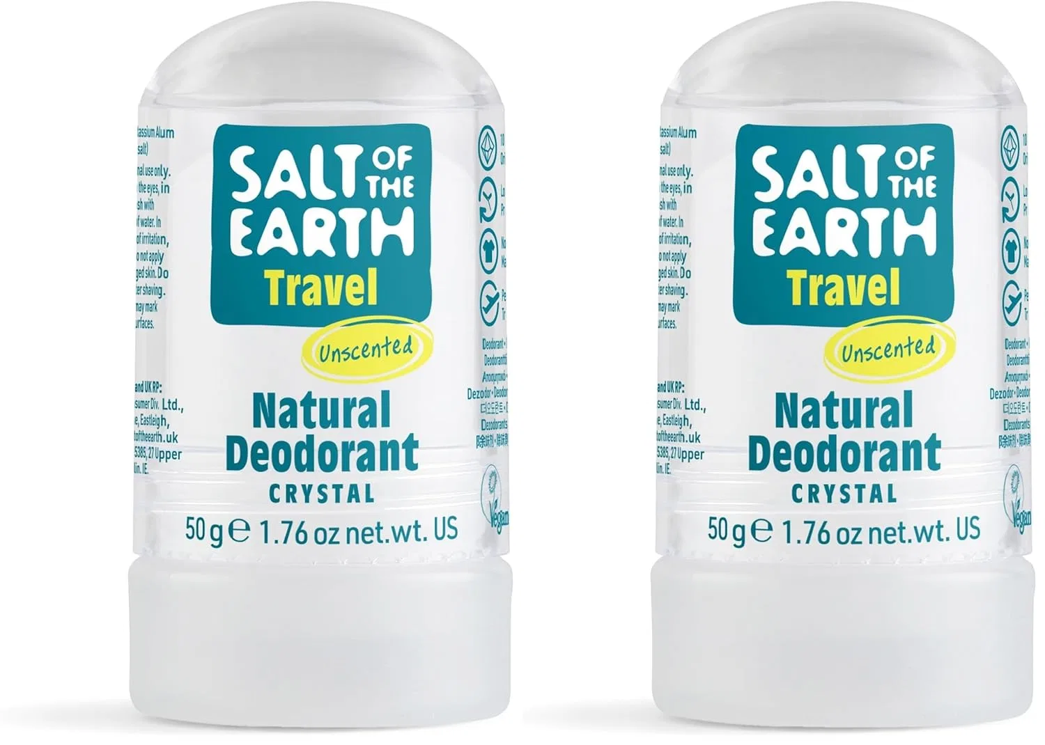Дезодорант кристаллический натуральный Salt Of the Earth, набор 2 шт., 100 г, Unscented