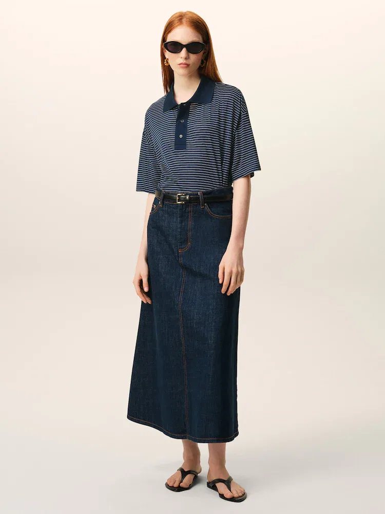 Футболка поло с полосками, Boxy Fit, Ami De Coeur AMI PARIS, Navy