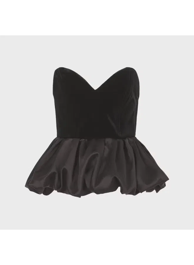 Блуза-корсет с баской из замши Zara, черный — фото 2