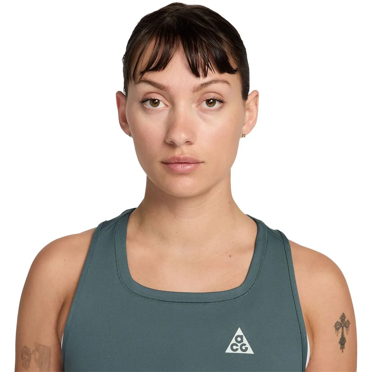 Женский топ для бега с принтом Acg Dri-Fit Trail Running Tank Top Nike, Mineral Slate/Summit White — фото 2