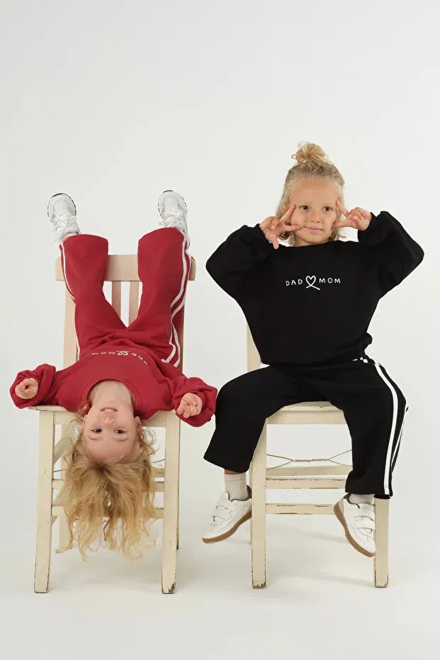 Детские свитшот для девочек с принтом Dad-Mom sweatshirt Mioma Kids, Black