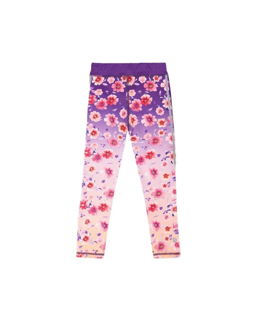 Леггинсы спортивные с градиентным цветочным принтом Deux par Deux, Mauve Floral Gradient