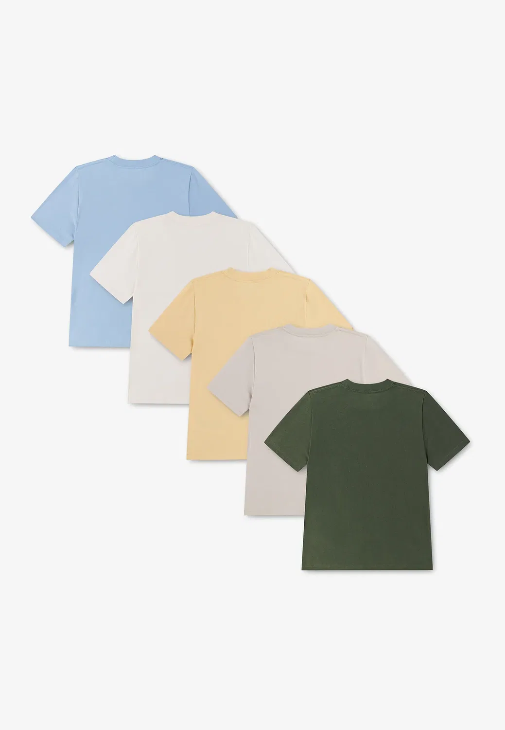 Набор из 5 футболок - базовая футболка Abercrombie & Fitch, Blue/Offwhite/Yellow/Beige/Olive — фото 2