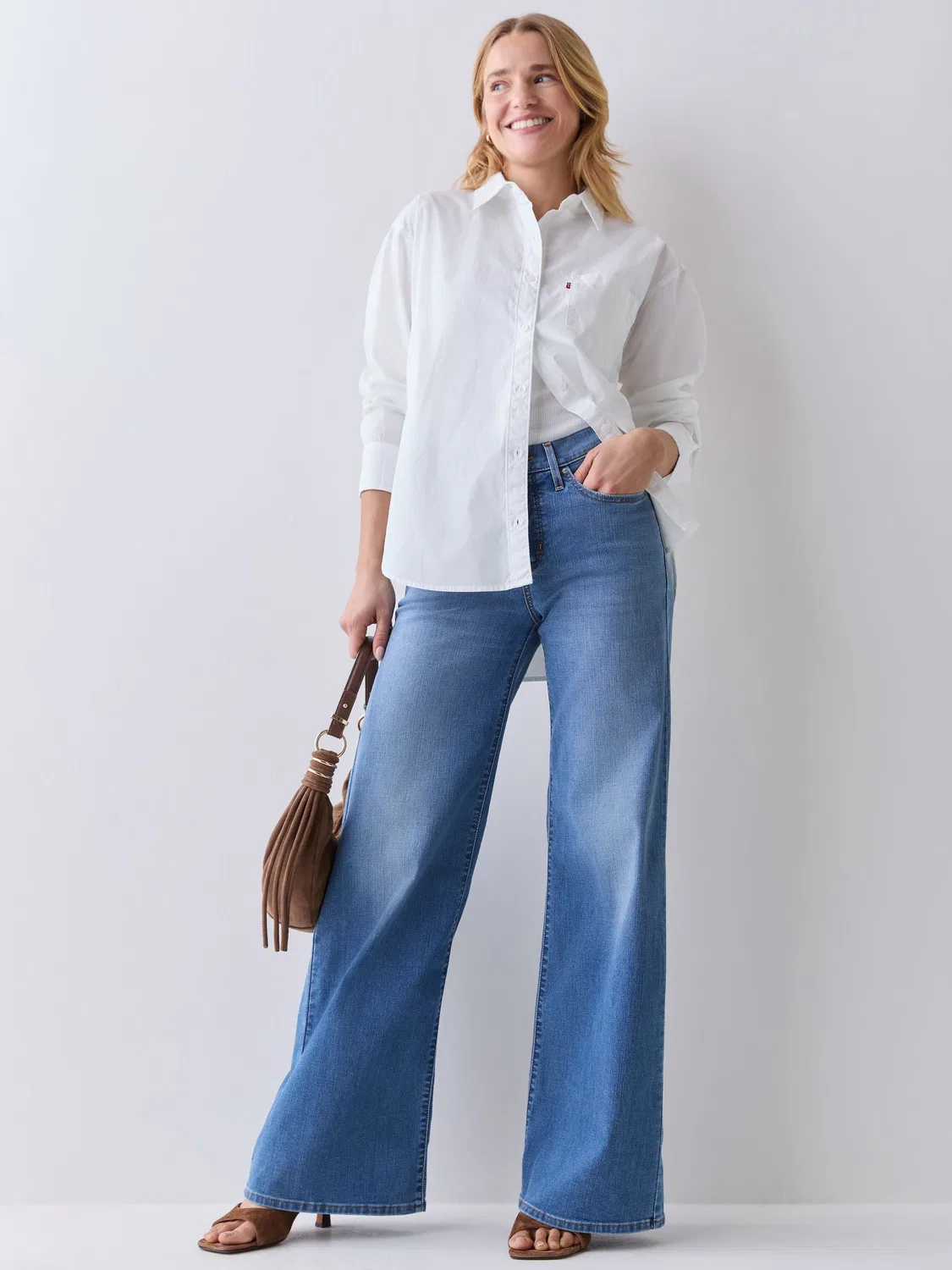 Джинсы с высокой талией, shaping, 318 Levi's, Cool Satisfaction Blue