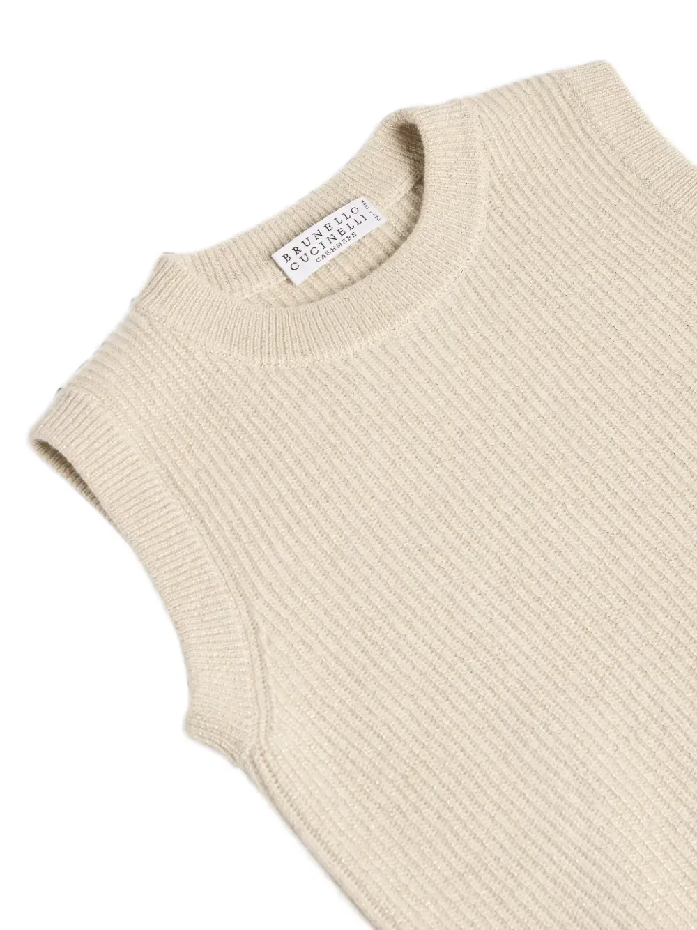 Кашемировый жилет в рубчик Brunello Cucinelli Kids, бежевый — фото 3