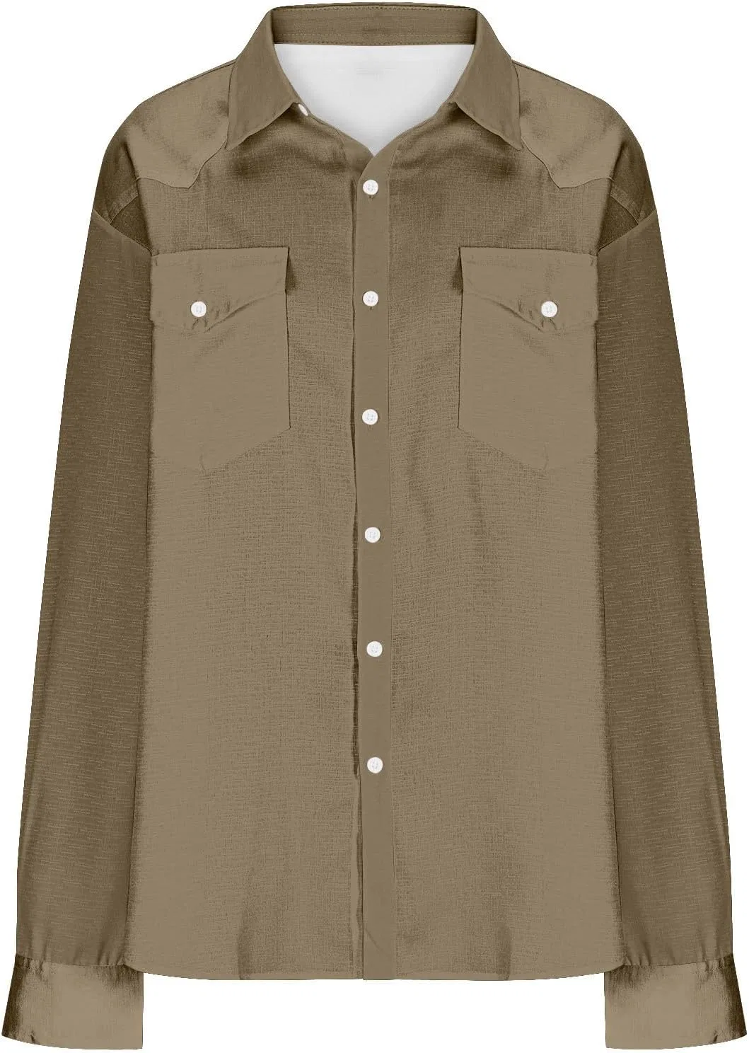 Мужская рубашка с длинным рукавом, ковбойская, Classic Dressy, кофейный — фото 4