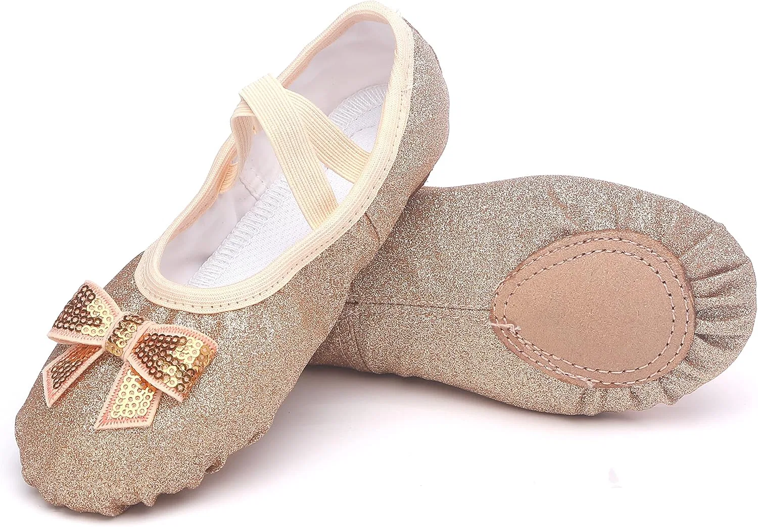 Детские балетки для девочек с блестками Anproity, Glitter Gold