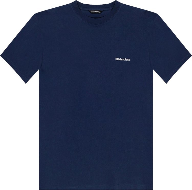 Футболка Balenciaga Corporate Logo однотонная с логотипом, синий — фото 2