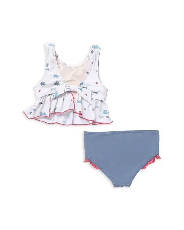 Детский купальник для девочек с принтом Palmer Two Piece Tankini Swimsuit Pink Chicken, Small Crabs — фото 2