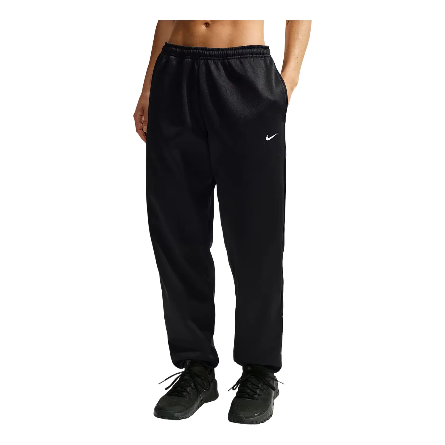 Женские брюки Studio Fleece Sport Therma-FIT Mid-Rise Pants 'Black White' Nike, Black/White