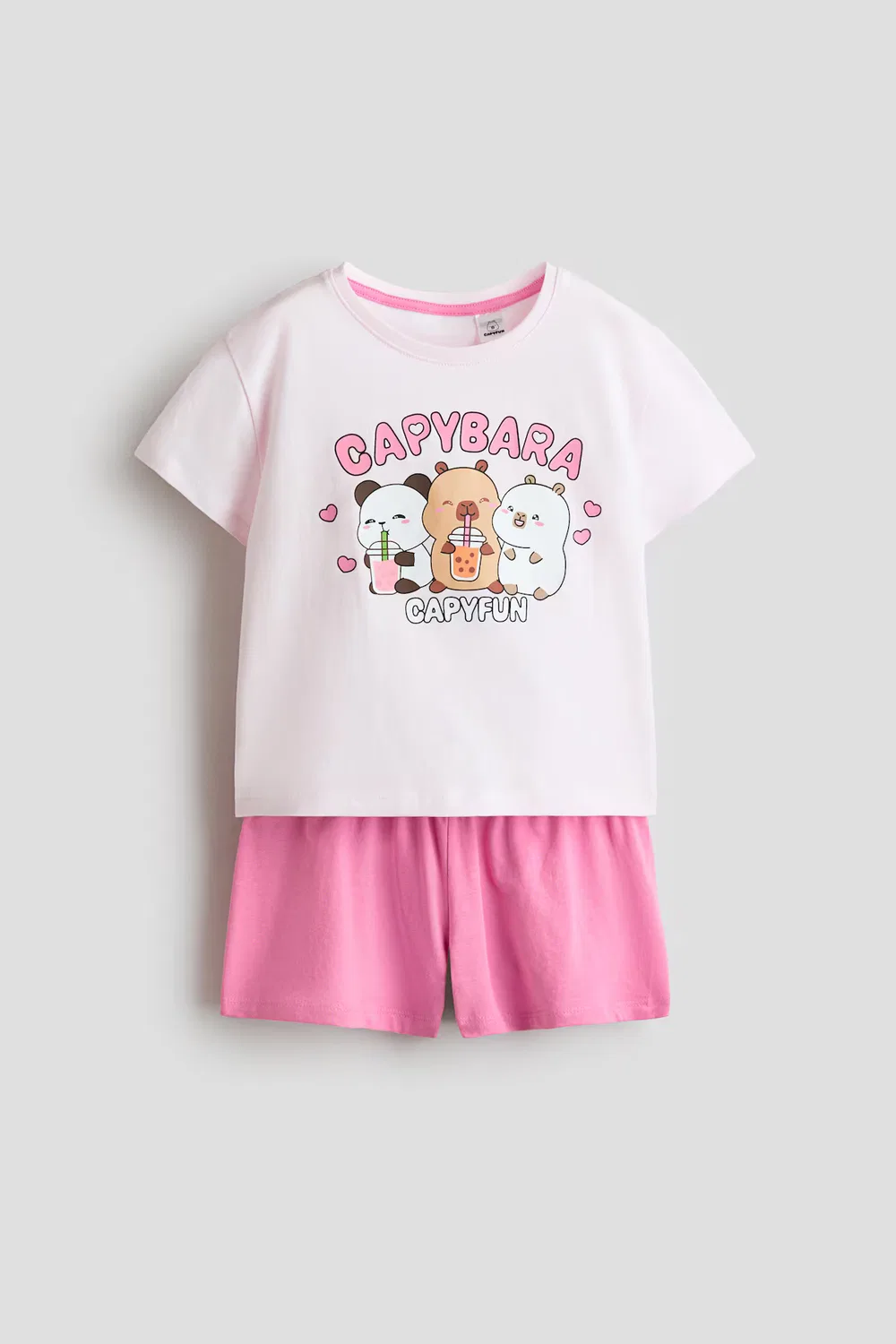 Пижама из набивного хлопка H&M, Rosa/Capybara