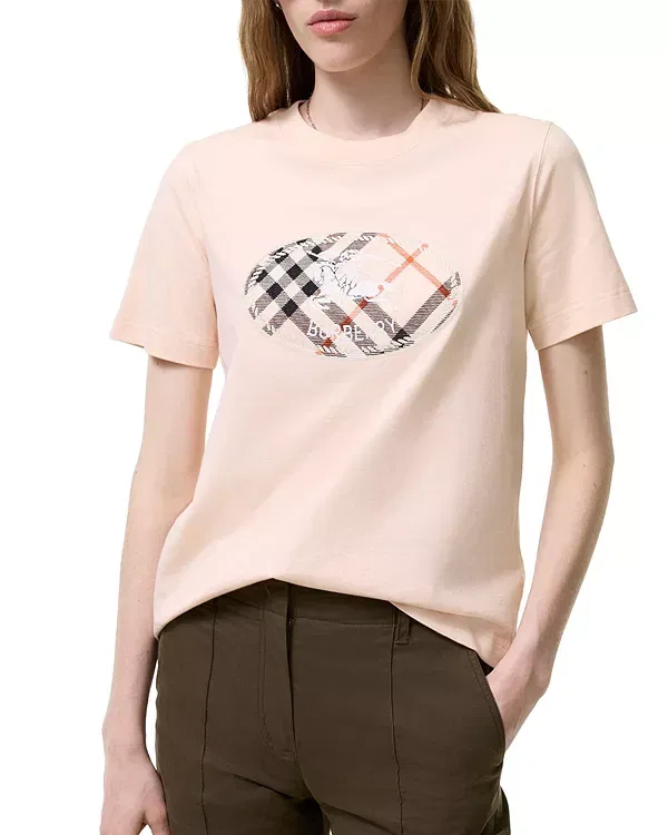 Женская футболка с принтом Check Knight Stamp Burberry, Compact Pink