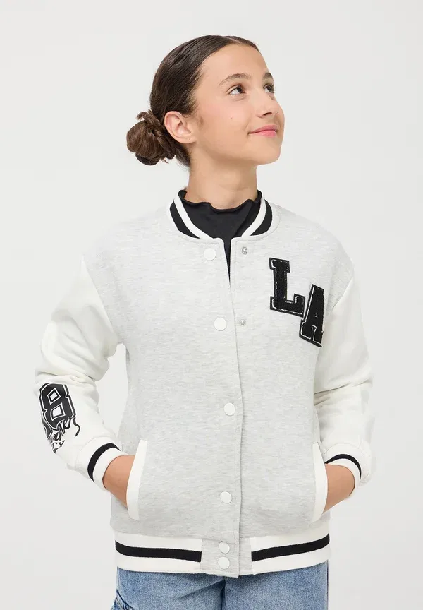 Куртка с принтом Bomber jacket Terranova, Grigio chiaro melange, светло-серый меланж — фото 3