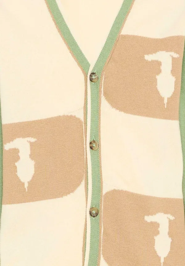 Кардиган хлопковый Cardigan Tru Trussardi Junior beige, бежевый — фото 3
