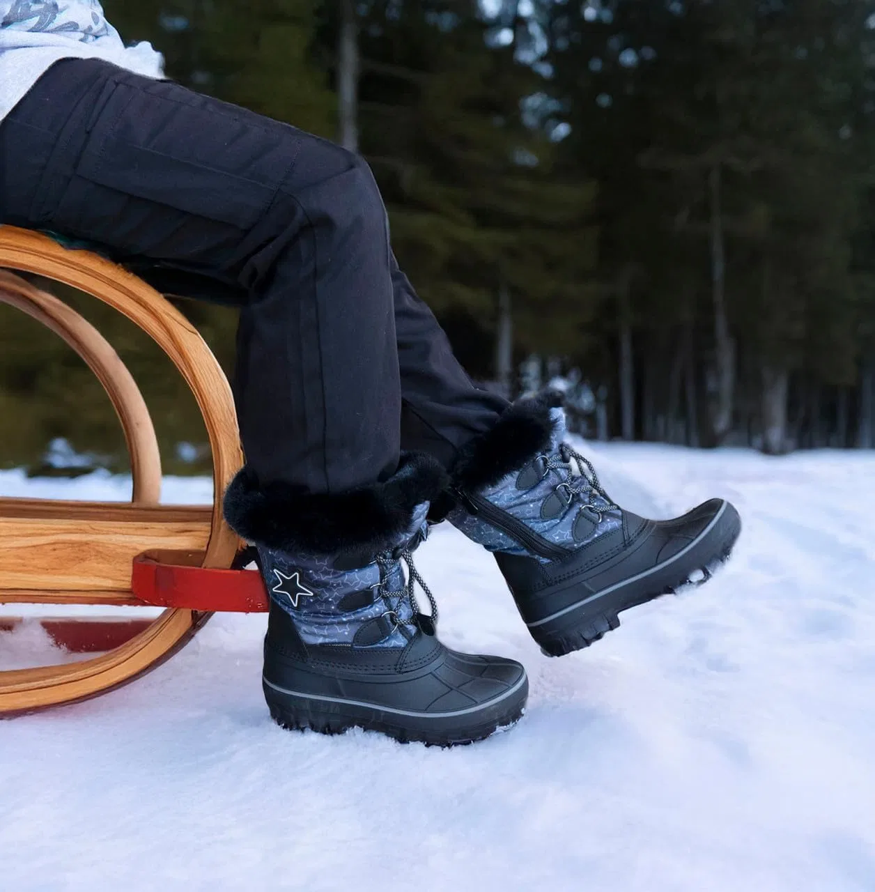 Детские зимние снежные ботинки с подсветкой Nova Mountain Light Up для мальчиков и девочек Nova Footwear, Greystar — фото 2