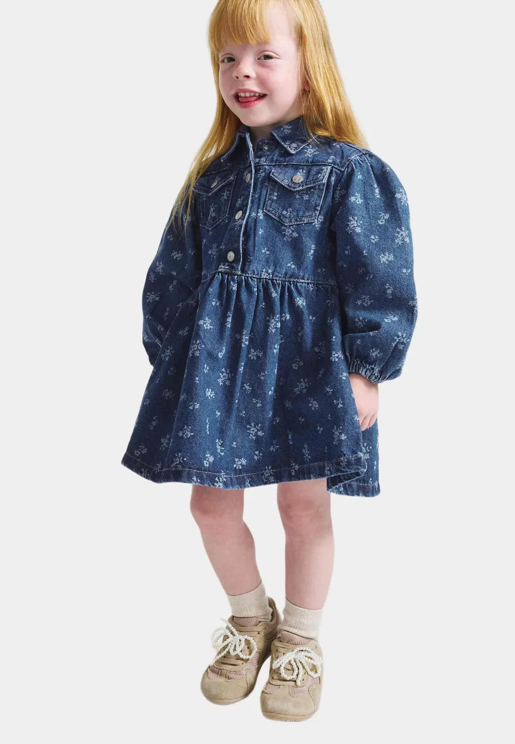 Платье с цветочным принтом (2-10 лет)... - платье Marks & Spencer, Denim