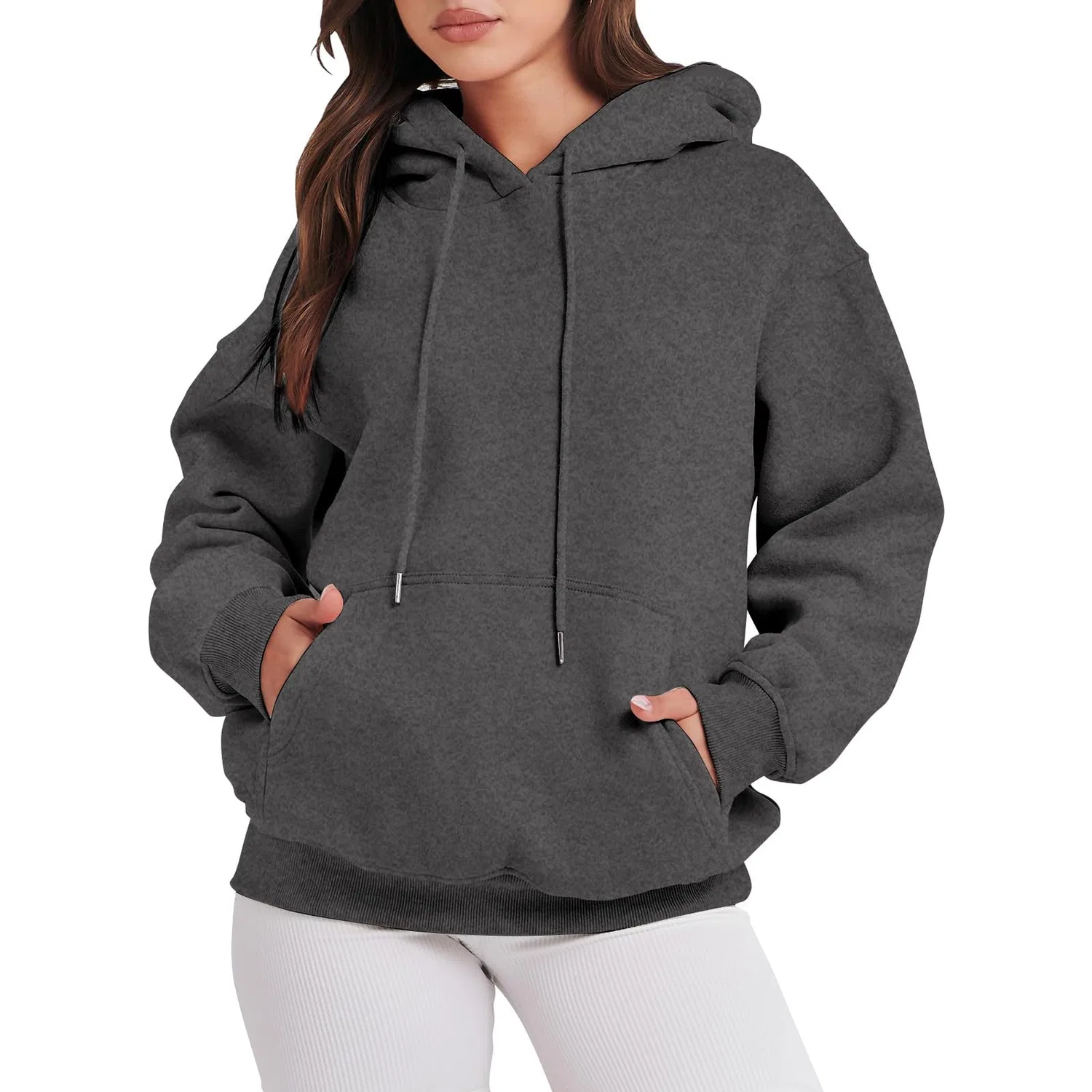 Женский свободный худи с капюшоном и длинным рукавом, Dark Grey