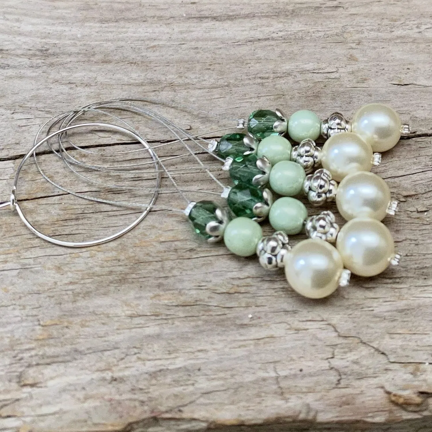 Набор маркеров для вязания, Bohemian Glass Beads, 5 шт, Mint Cream Emerald Generic — фото 3