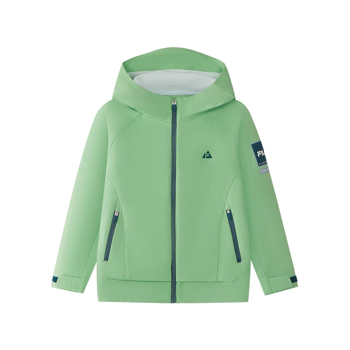 Детская ветровка с капюшоном, с принтом, FILA KIDS, Feng Yin Green