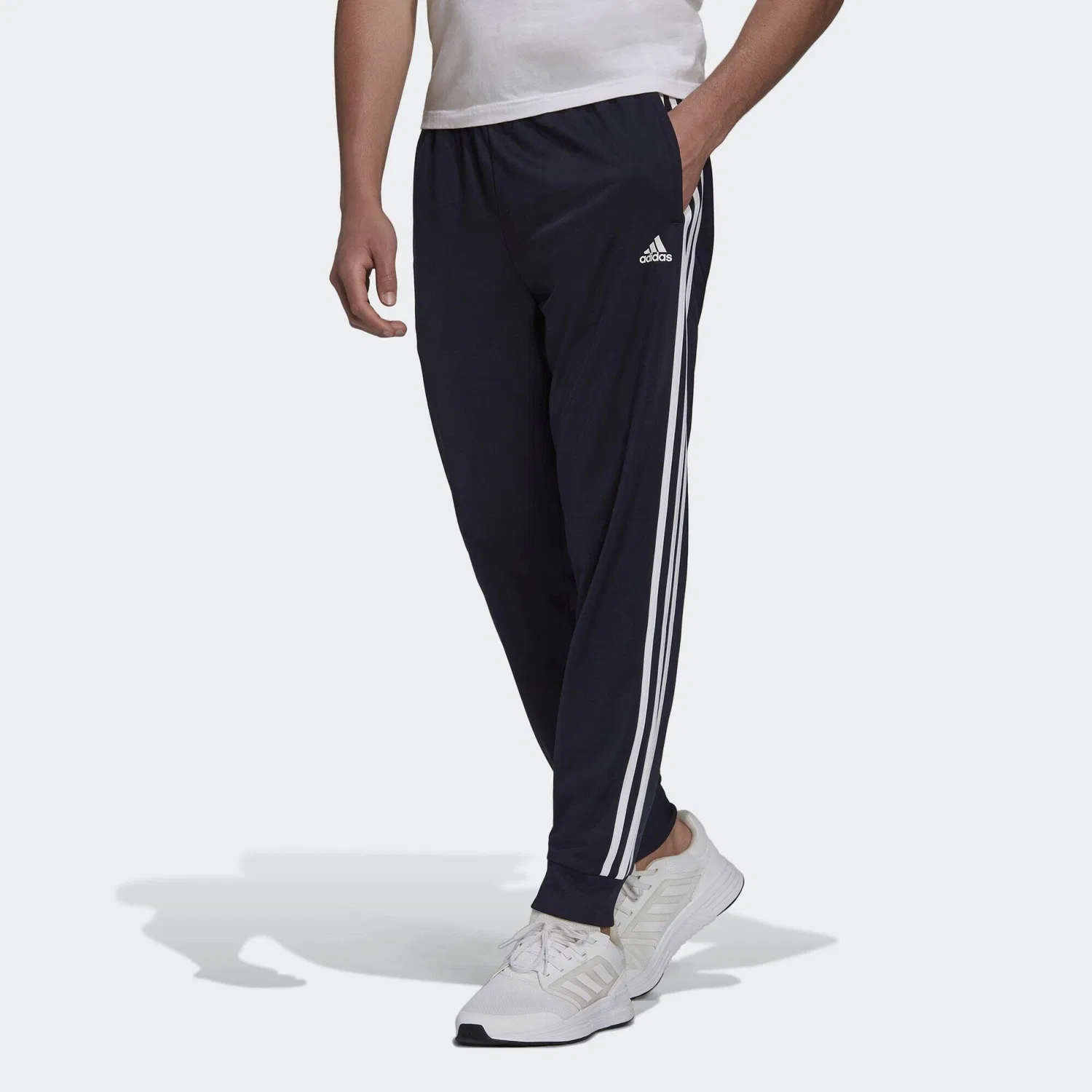 Мужские спортивные штаны с зауженными штанинами Primegreen Essentials Warm-Up Tapered 3-Streifen Adidas, Petrolblau Weiss Dunkelblau