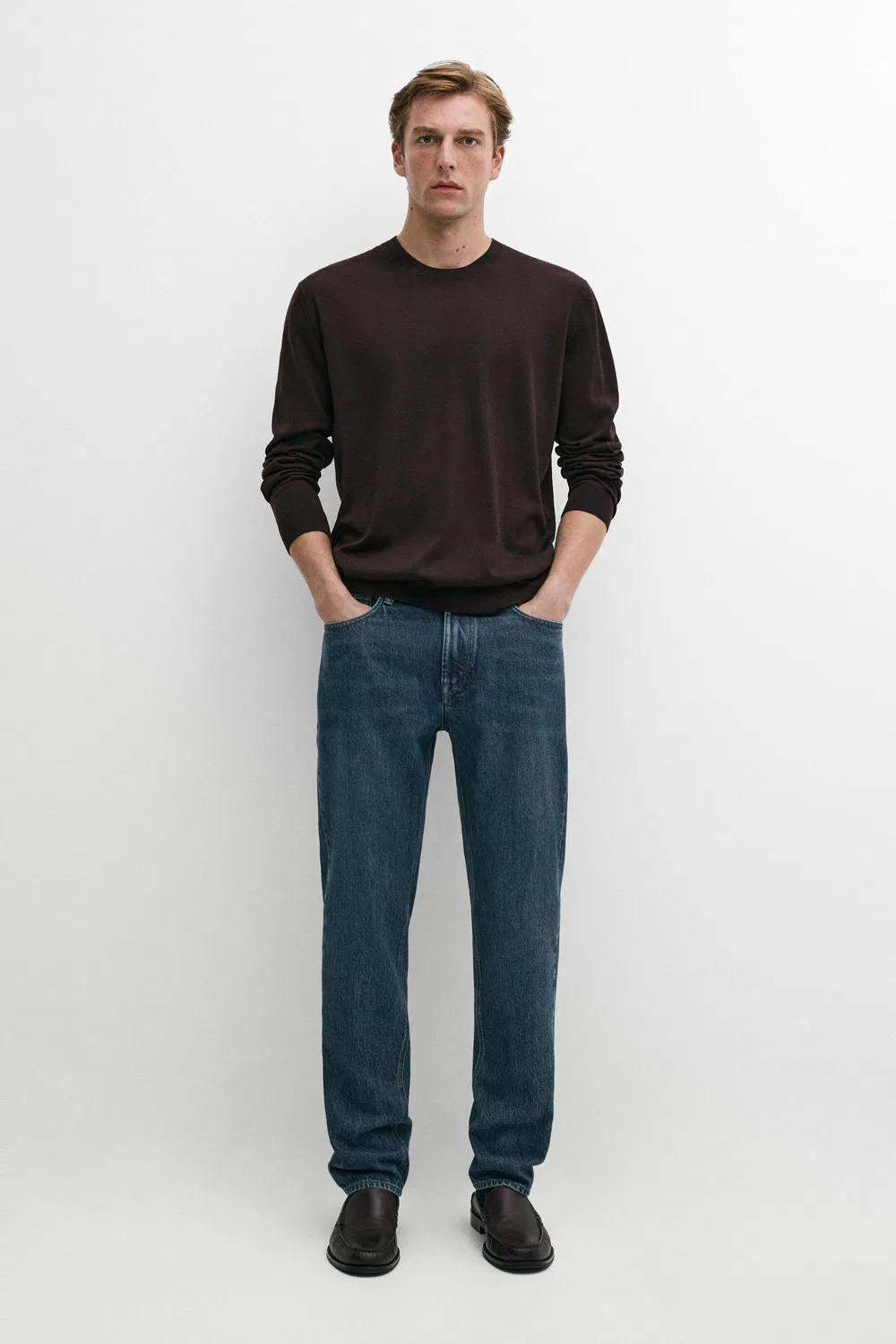 Джинсы Massimo Dutti Tapered Fit, индиго — фото 3