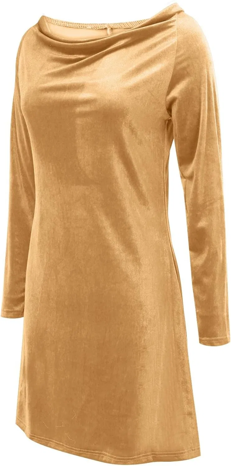 Женское бархатное платье с запахом Long Sleeve, Gold — фото 3