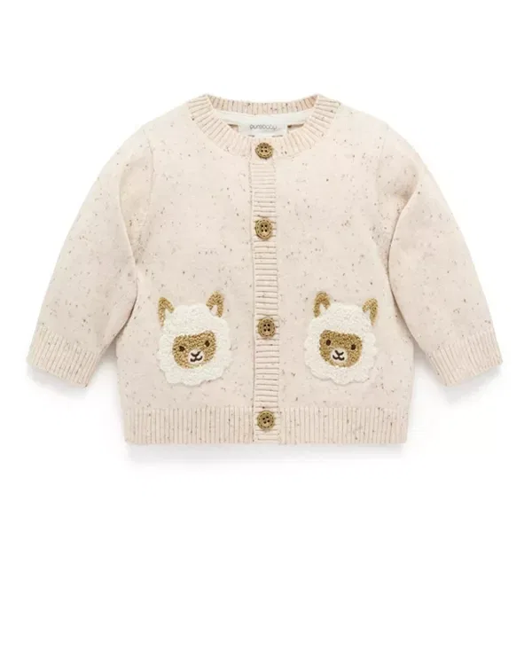 Детский кардиган с вышивкой Fiesta Friends Purebaby, Sand Neppy