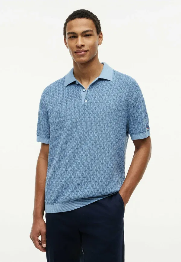 Поло хлопковое Gmd structure ss polo Tommy Hilfiger, Brisk Blue, синий