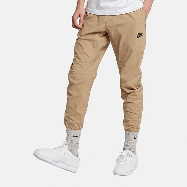 Брюки small logo pattern woven athleisure casual sports long pants khaki Nike, хаки — фото 3