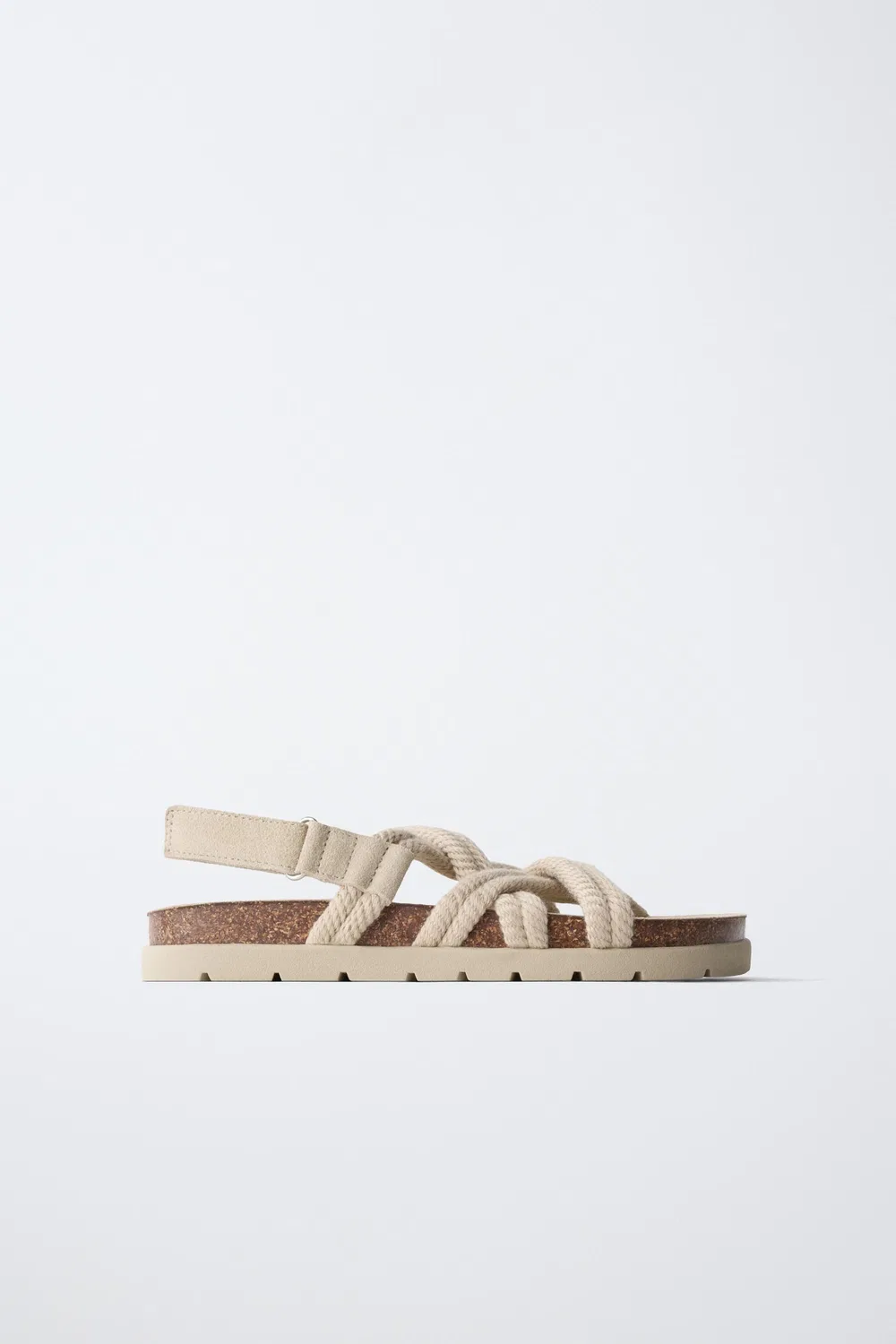 Кожаные сандалии с отделкой из веревки ZARA, Sand Brown