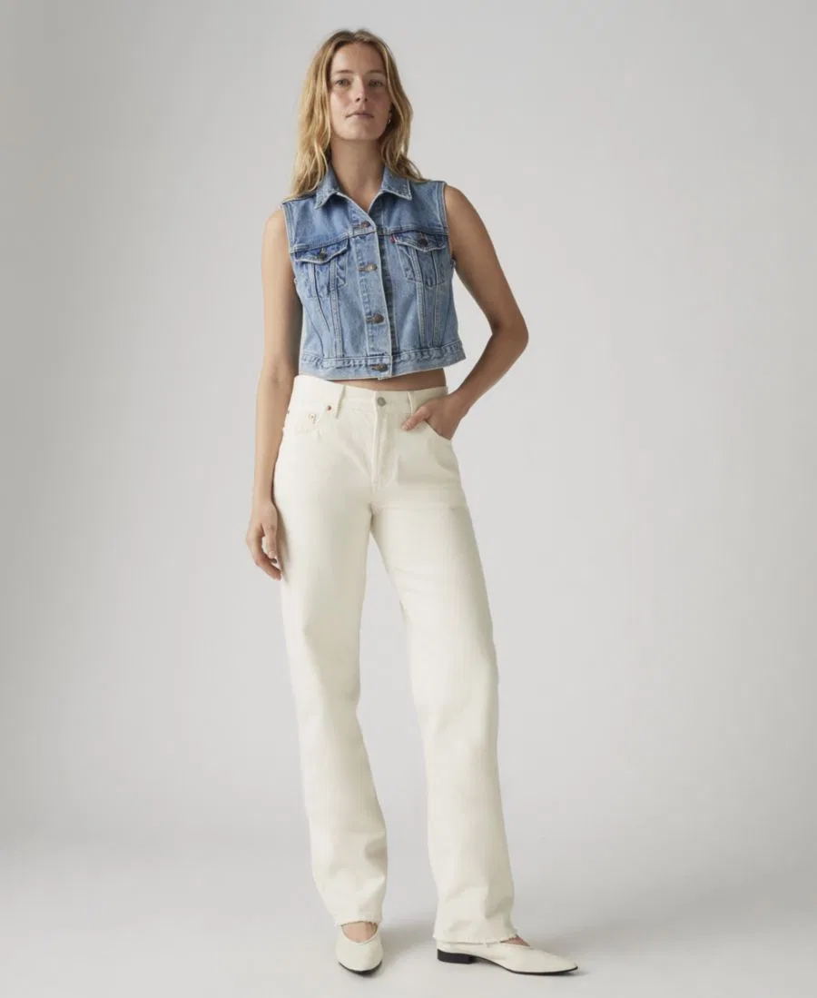 Джинсы прямого кроя Premium Women's 501 90's Mid-Rise Straight-Fit Jeans Levi's, Ecru Booper No Damage