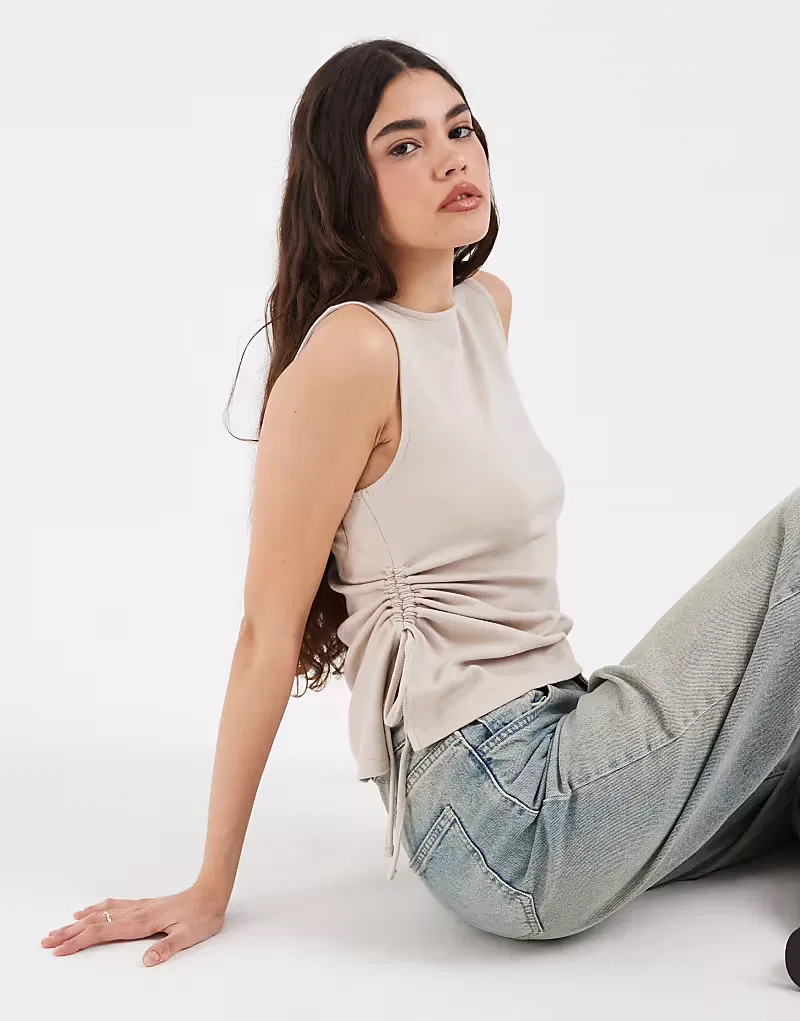 Асимметричный трикотажный топ Levi's Alila с завязками, бежевый