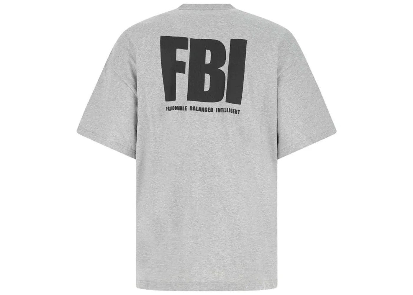 Мужская футболка с принтом Balenciaga FBI Print T-Shirt, Grey/Black — фото 2