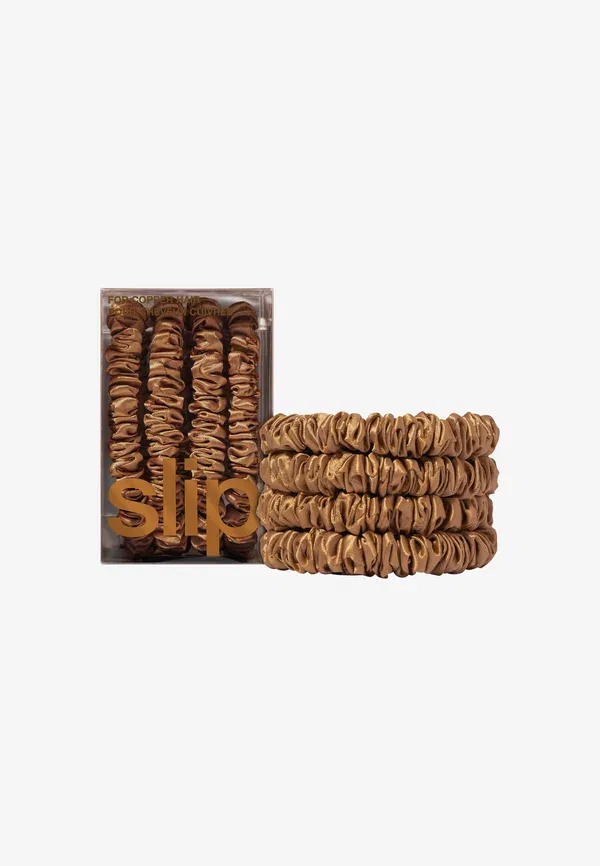 Резинки для волос в комплекте 4 шт, Pure Silk Skinny Scrunchies Slip, Brown — фото 2
