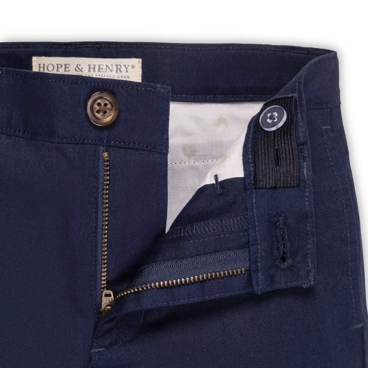 Детские брюки для мальчиков из льна с хлопком Linen Suit Pant Hope & Henry, Navy Linen — фото 3