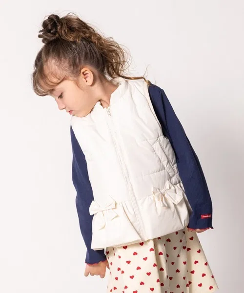 Детский утепленный жилет с капюшоном, без рукавов, модель 25MJ Taffeta Nakawata, moujonjon, Off White