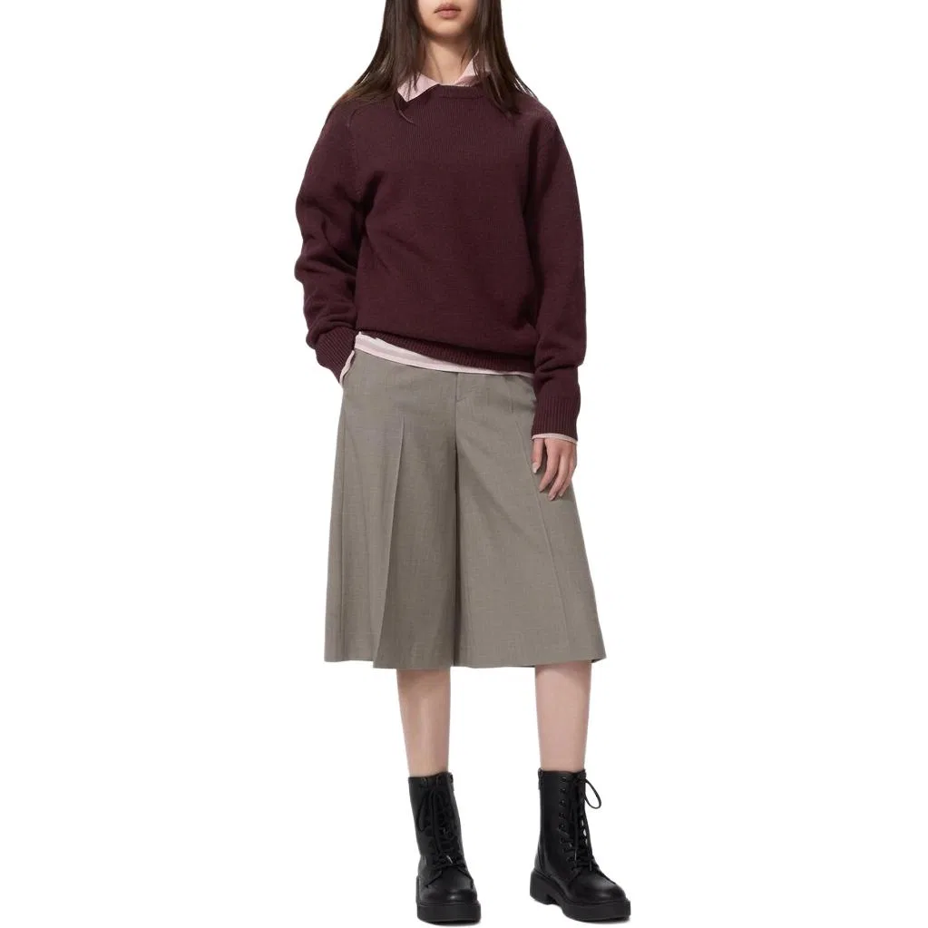 Свитер унисекс с круглым вырезом Burgundy UNIQLO, Burgundy — фото 4