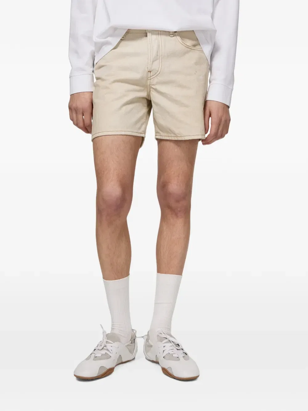 Джинсовые шорты с брызгами краски Acne Studios, бежевый — фото 4
