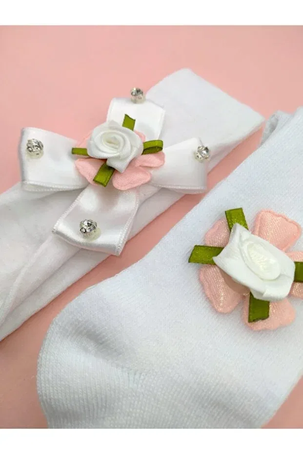 Детский комплект колготок с банданой Bukawear, Ecru — фото 2