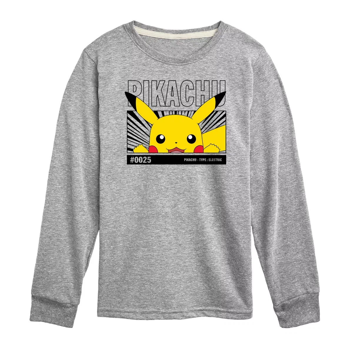 Детское лонгслив с принтом Peeking Pikachu Pokemon, Athletic Heather