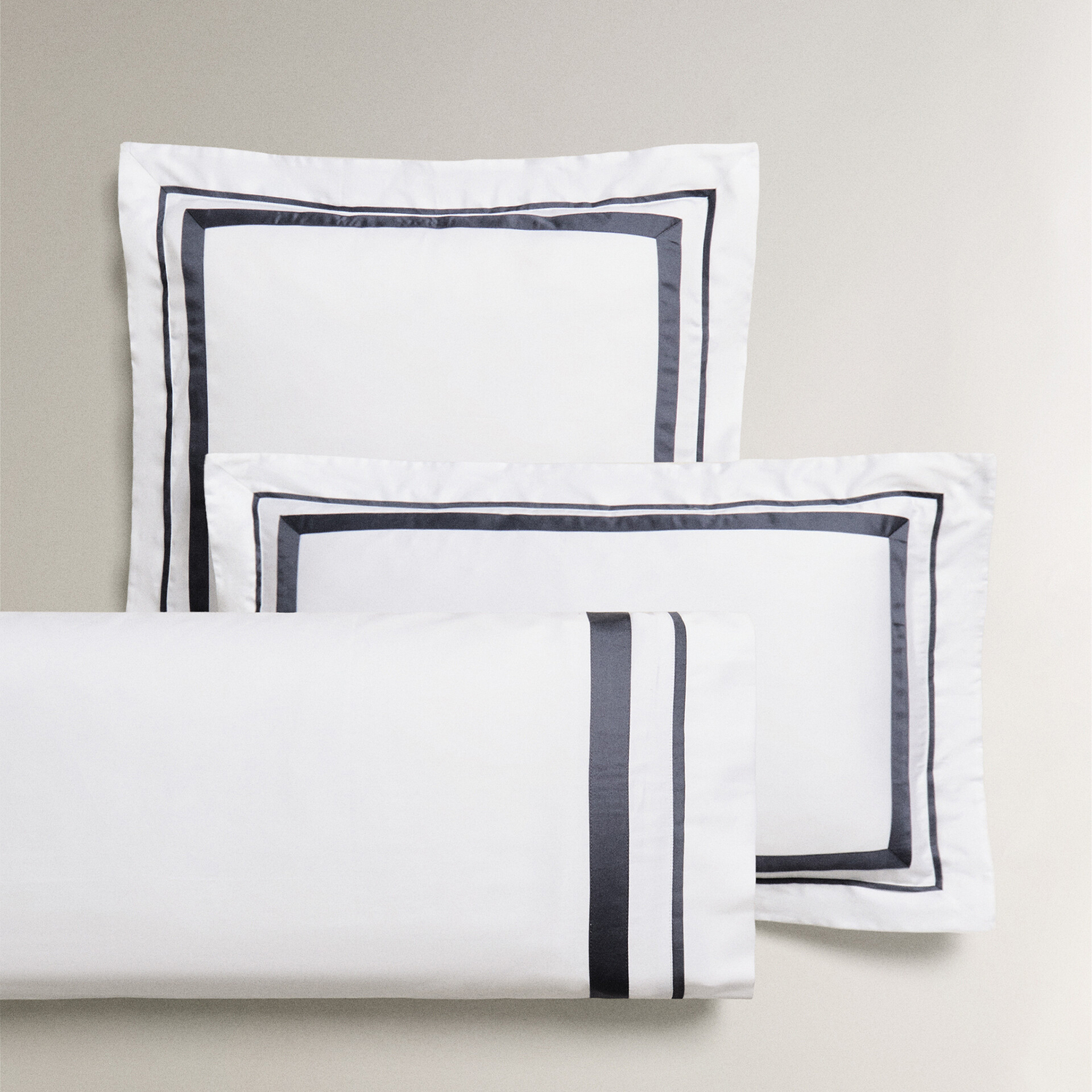 

Наволочка Zara Home Border, белый/синий