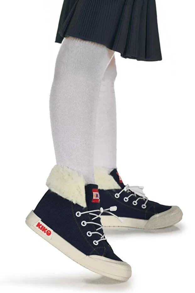 Детские ботинки для девочек повседневные на эластичных шнурках Kiko Kids, Navy Blue — фото 3
